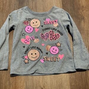 The Children's Place Gray Long Sleeve Tee with Pink and Gold Accents